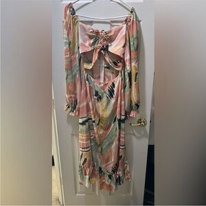 SHEIN Multicolor Off-Shoulder Midi Dress